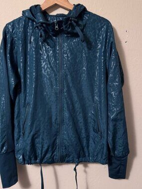 Zyia athletic windbreaker jacket teal animal print Size Medium